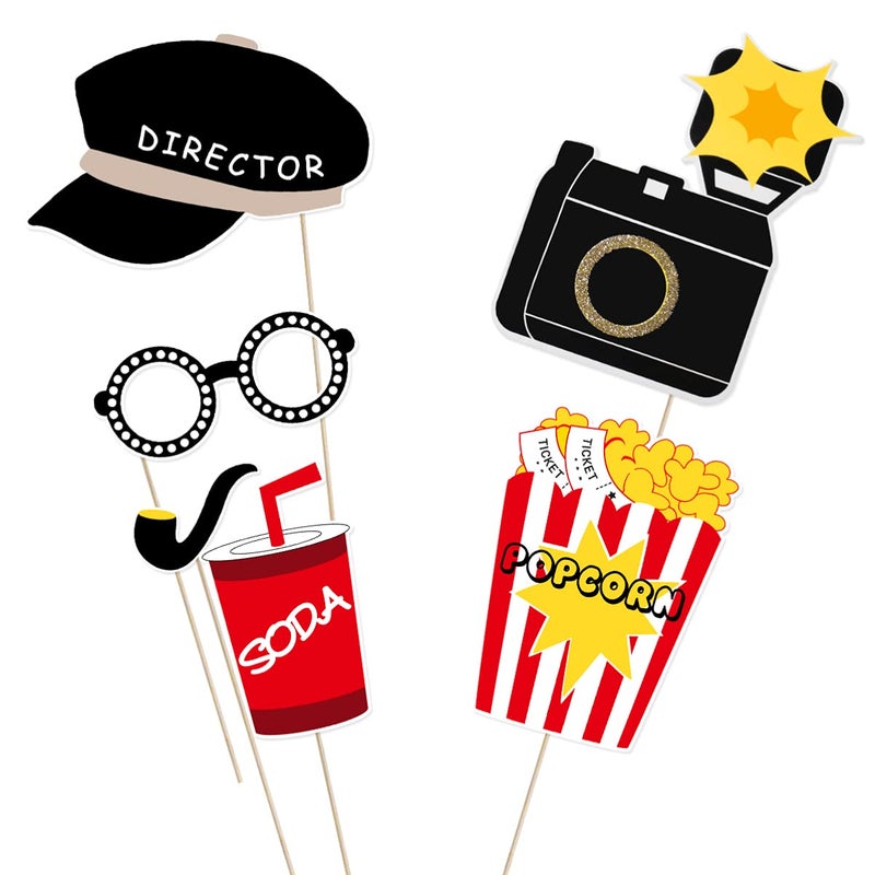 LUOEM 21Pcs Photo Booth Props for Movie Night Themed Party Supplies Photobooth Kit for Birthday, Wedding, Graduation, Bachelorette Party Decorations - Image 2